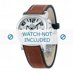 Festina bracelet de montre F16126.2 Cuir Brun 20mm + coutures blanches