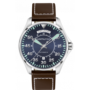 Bracelet de montre Hamilton H64615545 Cuir Brun foncé 20mm