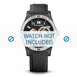 Hugo Boss bracelet de montre Orange 1512536 / 659302249 2249 / HB.110.1.29.2252 Toile Noir 22mm + coutures grises