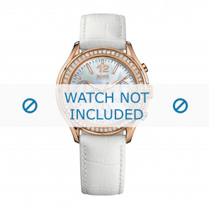 Hugo Boss bracelet de montre HB-105-3-34-2362S-HB1502261 Cuir croco Blanc 20mm + coutures blanches