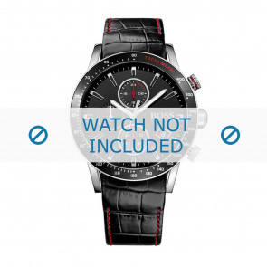Hugo Boss bracelet de montre HB-284-1-27-2911-HB1513390 Cuir croco Noir + coutures  rouges