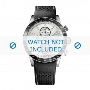 Hugo Boss bracelet de montre HB-284-1-27-2912-HB1513403 Cuir Noir + coutures blanches