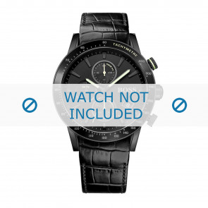 Hugo Boss bracelet de montre HB-284-1-96-2910-HB1513389 Cuir croco Noir + coutures noires