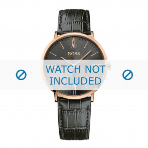 Hugo Boss bracelet de montre HB-286-1-34-2894-HB1513372 Cuir croco Gris + coutures grises