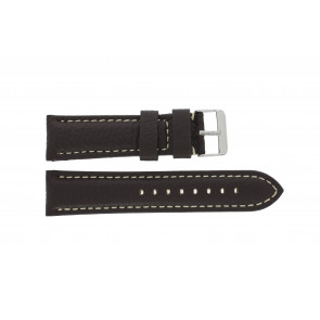 Bracelet de montre I038 XL Cuir Brun foncé 24mm + coutures blanches