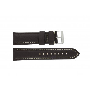 Bracelet de montre H038 XL Cuir Brun foncé 22mm + coutures blanches