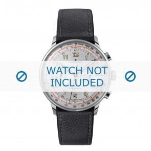 Junghans bracelet de montre 027/3380.00 Cuir Noir 21mm + coutures défaut