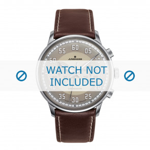Junghans bracelet de montre 027/3684.00 Cuir Brun foncé 21mm + coutures blanches