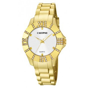 Bracelet de montre Calypso K5649-9 / K5649-A Caoutchouc Plaqué or