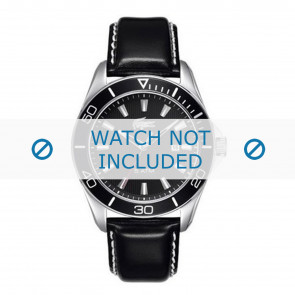 Lacoste bracelet de montre LC-31-1-27-0148 / 2010458 Cuir Noir + coutures blanches