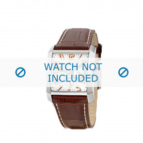 Lotus bracelet de montre 15411.1 / 15411.7 Cuir Brun + coutures blanches