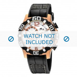 Lotus bracelet de montre 15535 Cuir Noir + coutures noires