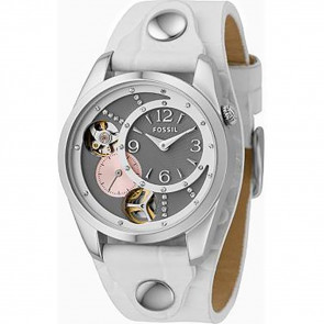Bracelet de montre Fossil ME1082 Cuir Blanc 18mm