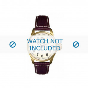 Nautica bracelet de montre A09037 Cuir Brun 22mm + coutures blanches