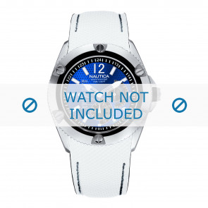 Nautica bracelet de montre A17061G Cuir Blanc 28mm + coutures noires