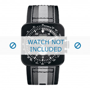 Nautica bracelet de montre A21500G Cuir Noir + coutures noires