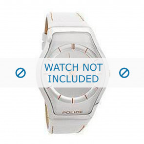 Police bracelet de montre 12778MS-04 Cuir Blanc + coutures brunes