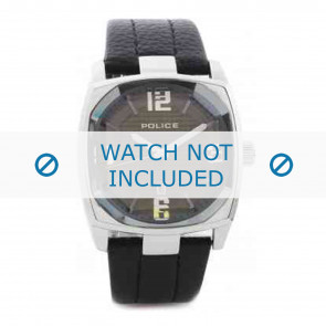 Police bracelet de montre 12963JS-61 Cuir Noir + coutures noires