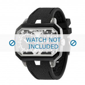 Police bracelet de montre 13076JPB-02 Cuir Noir + coutures noires