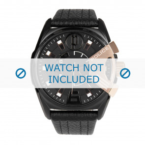 Police bracelet de montre PL14340JSBR-02 Cuir Noir + coutures noires