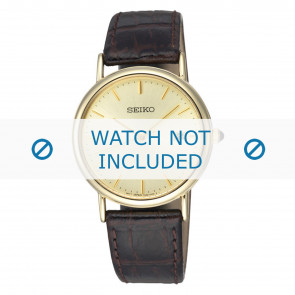Bracelet de montre Seiko 7N32-0DP0 / SKK722P1 / 4A1D3KL Cuir croco Brun foncé 18mm