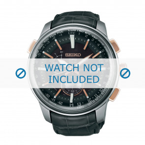 Bracelet de montre Seiko 7X52-0AK0 / SAS038J1 / L0BG012J9 Peau de crocodile Gris 24mm