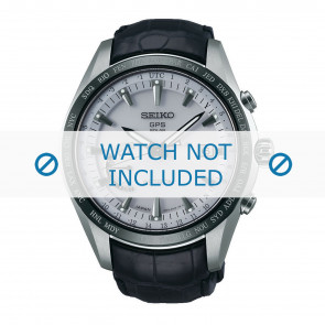 Bracelet de montre Seiko 8X22-0AG0 / SSE093J1 / L0CK016J9 Peau de crocodile Noir 22mm