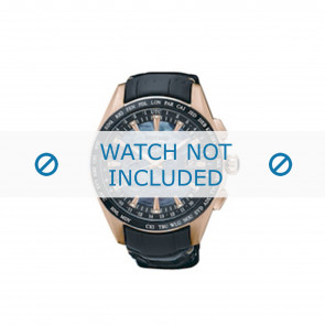 Bracelet de montre Seiko 8X22-0AE0 / SSE105J1 Cuir Noir 22mm