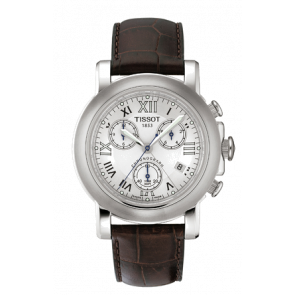 Tissot bracelet de montre T600013408 Cuir Brun 20mm + coutures brunes