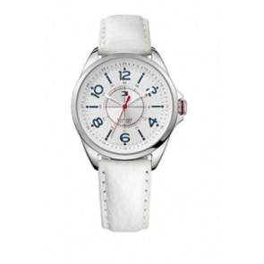 Tommy Hilfiger bracelet de montre TH-189-3-14-1309 / TH679301480 Cuir Blanc + coutures blanches