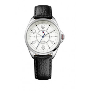 Tommy Hilfiger bracelet de montre TH-189-3-14-1309 / TH679301481 Cuir Noir + coutures noires