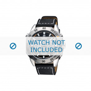 Timberland bracelet de montre 14115JS-02 Cuir Noir 24mm + coutures blanches