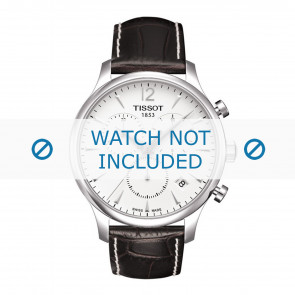 Tissot bracelet de montre T063.617.16.037.00 - T610031126 / T610031126 Cuir croco Brun 20mm + coutures blanches