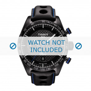 Tissot bracelet de montre T100.427.36.201.00 - T600037465 Cuir Noir 22mm + coutures  bleues