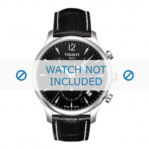 Tissot bracelet de montre T063.617.A - T610031122 Cuir croco Noir 20mm + coutures blanches