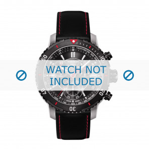 Tissot bracelet de montre T067.417.260.5100 T067417A - T610031781 Cuir Noir 19mm + coutures  rouges