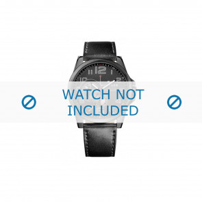 Tommy Hilfiger bracelet de montre 1791005 / TH-228-1-34-1516 / TH679301648 Cuir Noir 24mm + coutures grises