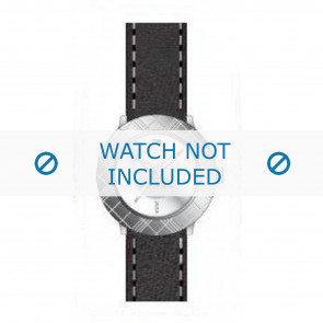 Tommy Hilfiger bracelet de montre TH-10-3-14-0615 / TH679300821 Cuir Noir 15mm + coutures blanches