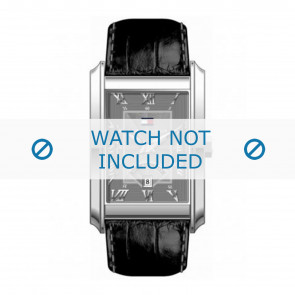 Tommy Hilfiger bracelet de montre TH-17-1-14-0631 / TH679300840 Cuir croco Noir 22mm + coutures noires
