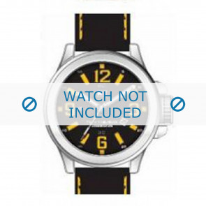 Tommy Hilfiger bracelet de montre TH679300942 / TH-40-1-14-0694 - 1790627 Cuir Noir 21mm + coutures jaunes