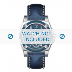Tommy Hilfiger bracelet de montre TH-50-1-14-0717 / TH-50-1-14-0718 / TH679300956 Cuir Bleu 22mm + coutures blanches