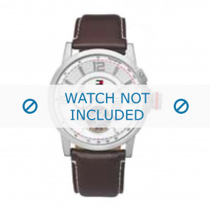 Tommy Hilfiger bracelet de montre TH-66-1-14-0758 / TH1710174 / TH1710173 Cuir Brun + coutures blanches