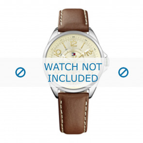 Tommy Hilfiger bracelet de montre TH-189-3-14-1310 / TH679301482 Cuir Brun + coutures blanches