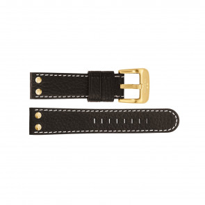 TW Steel bracelet de montre TWB25L Cuir Noir 22mm + coutures blanches