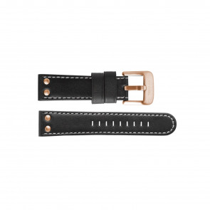 TW Steel bracelet de montre TWB417 Cuir Noir 24mm + coutures blanches