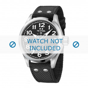 TW Steel bracelet de montre VS1 / VS3 Textile Noir 22mm + coutures noires